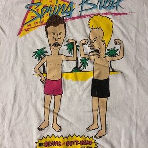 2017 Beavis & ButtHead Spring Break Episode Graphic Licensed Beach White T-Shirt